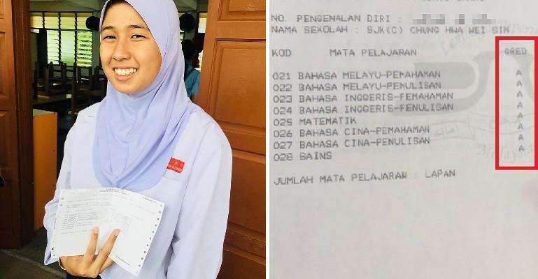 Damia Alex dengan nilai ujian yang sangat memuaskan.