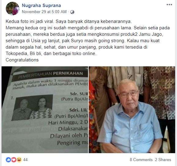 Klarifikasi dari petinggi PT Jamu Jago