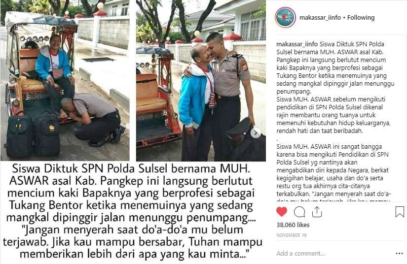 Tukang Bentor dan anaknya, seorang polisi