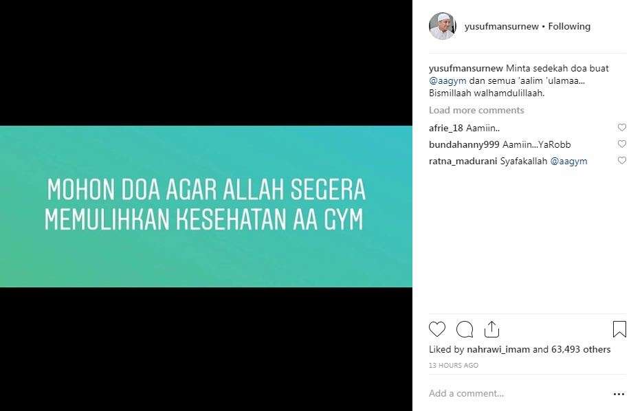 Ustaz YM minta umat doakan Aa Gym