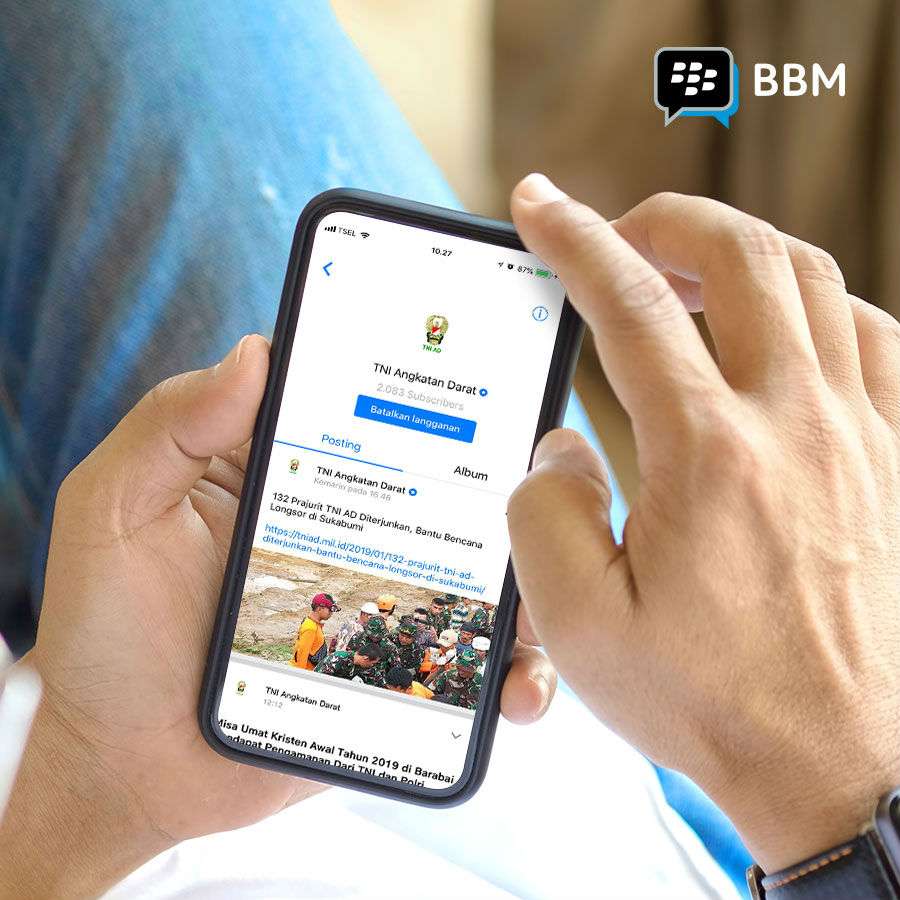 TNI AD membuat akun resmi untuk BBM