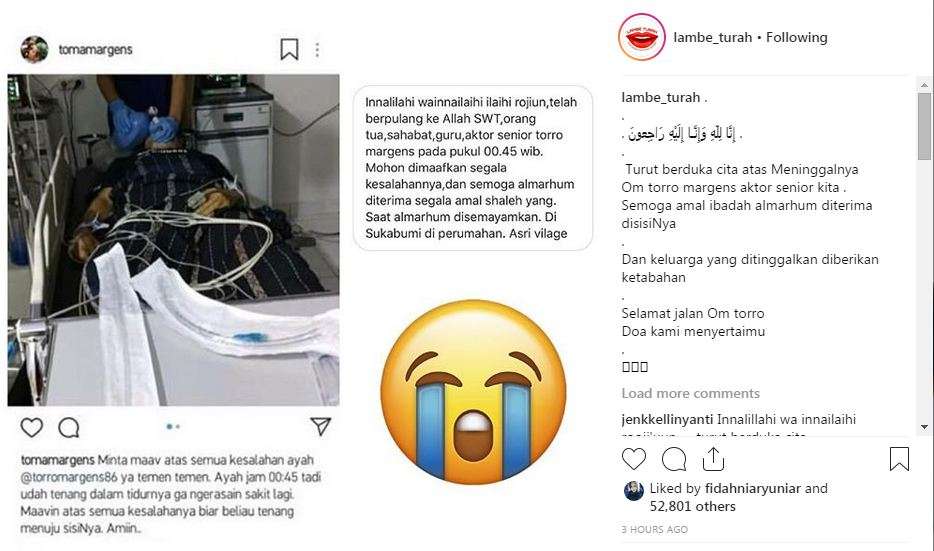 Torro Margens meninggal dunia.
