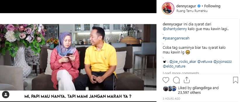 denny cagur dan istri