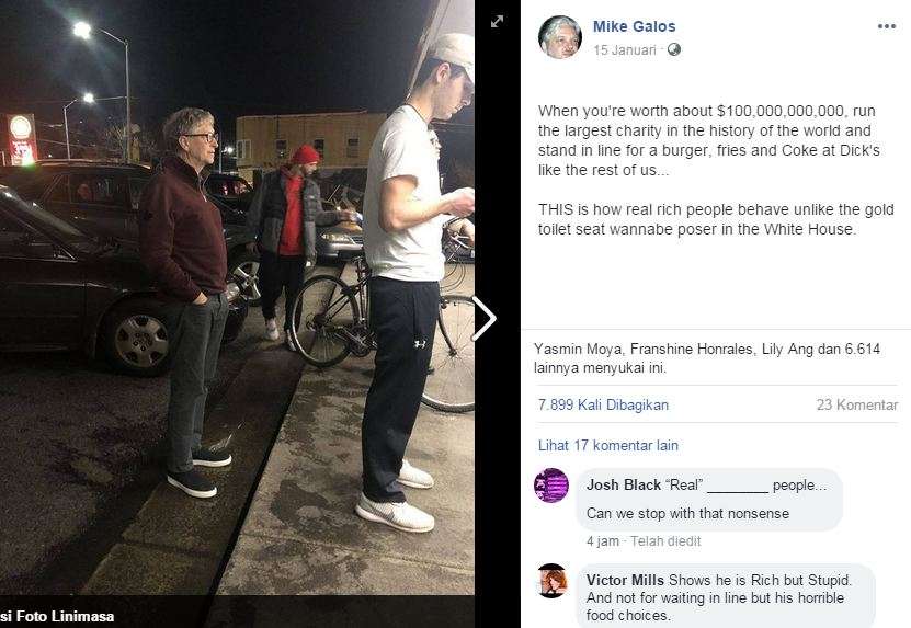 Bill Gates antre di toko burger.