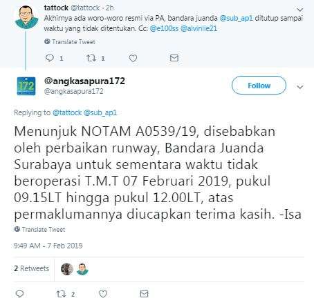 Angkasa Pura I menyebut ada perbaikan landasan pacu di Bandara Juanda. Angkasa Pura I menyebut ada perbaikan landasan pacu di Bandara Juanda.