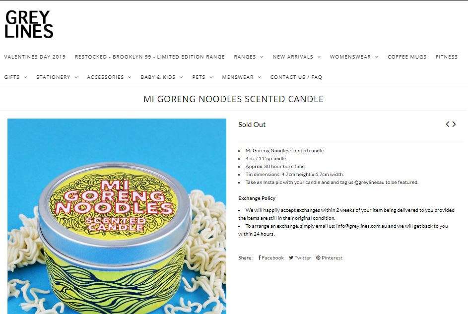Lilin beraroma mi goreng