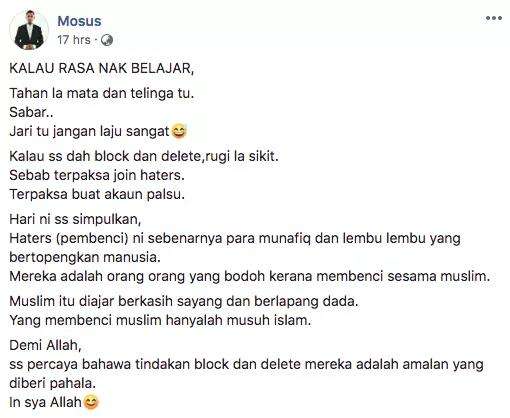 Memblokir akun 'hater' dianggap amal yang dapat pahala.