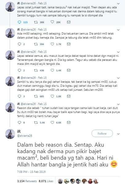 Pria sedekahkan 10 persen gaji untuk masjid.