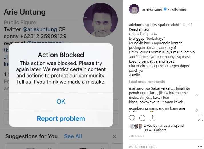 postingan Arie untung