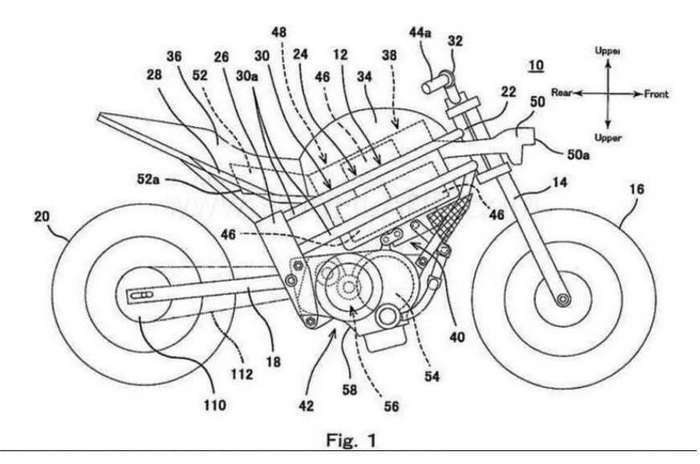 Sketsa paten motor listrik Kawasaki.