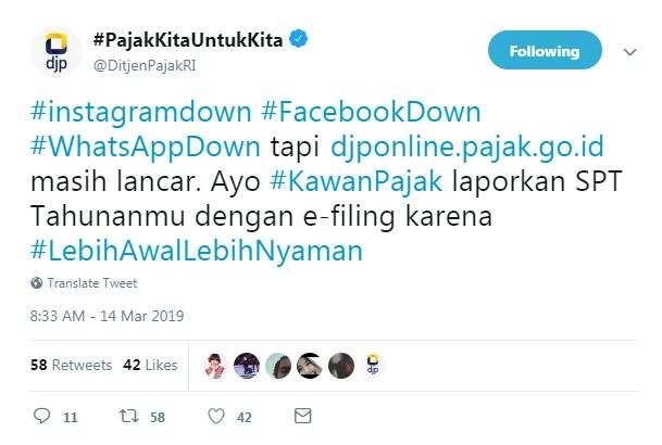 Ditjen Pajak mengajak warganet untuk melapor SPT.