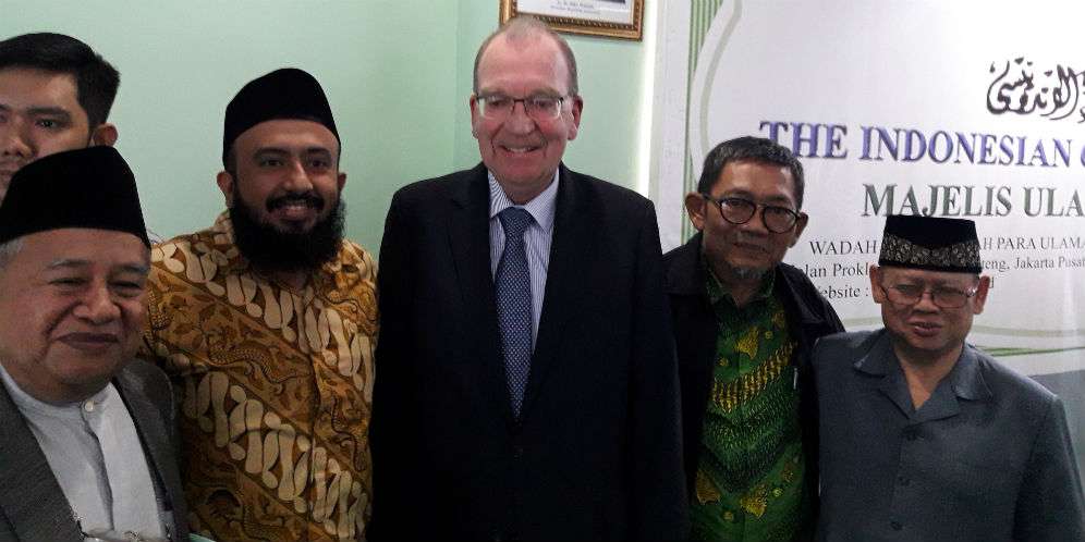 Kuasa Usaha Kedubes Selandia Baru bersama petinggi MUI (Foto: Dream.co.id/Muhammad Ilman Nafi'an)