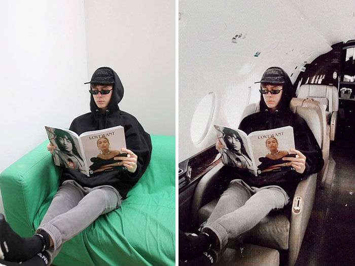 Aksi tipudaya Denton menggunakan aplikasi sunting foto (Foto: Boredpanda)
