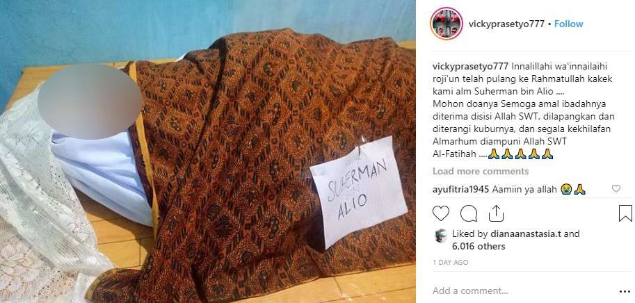 kakak Vicky meninggal