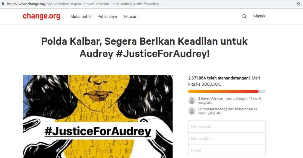 Petisi untuk mendesak polisi dan KPAI menuntaskan kasus ini (Foto: Change.org)