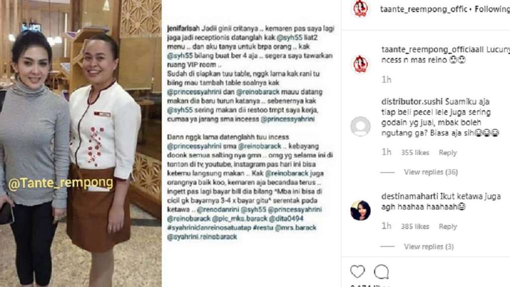 Pelayan resto soal Reyno Barack
