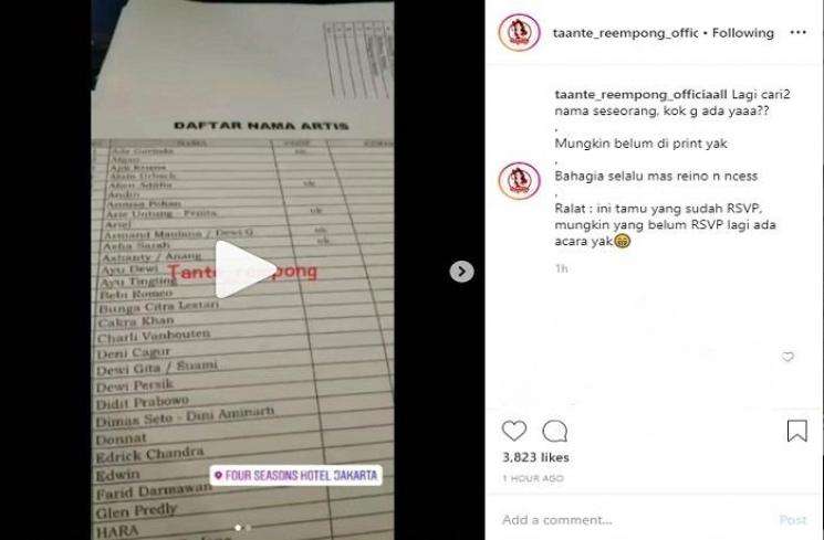 Tangkapan layar undangan Syahrini-Reino Tangkapan layar undangan Syahrini-Reino