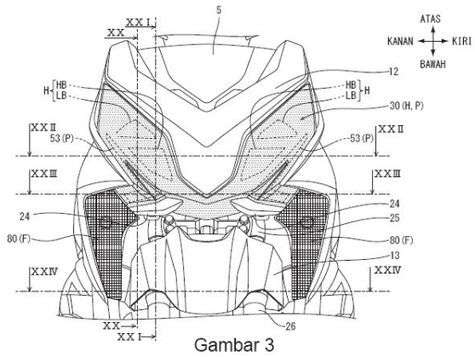 Desain paten motor matik baru Honda.`