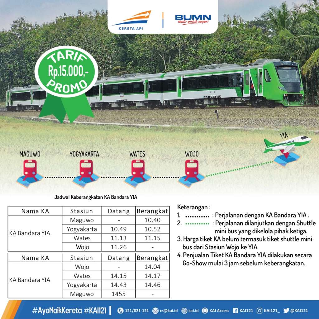 Jadwal perjalanan KA Bandara Yogyakarta.