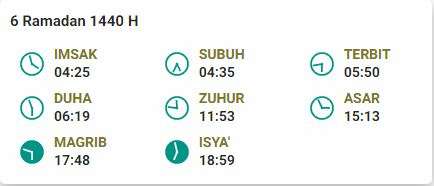 Jadwal Imsak 6 Ramadan 1440 H Jakarta