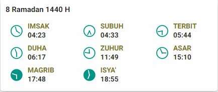Jadwal imsak 8 Ramadan 1440 H Bandung