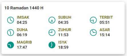 Jadwal Buka Puasa 19 Ramadan 1440 H Jakarta