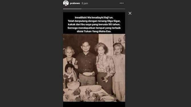 Prabowo Subianto sedang berduka