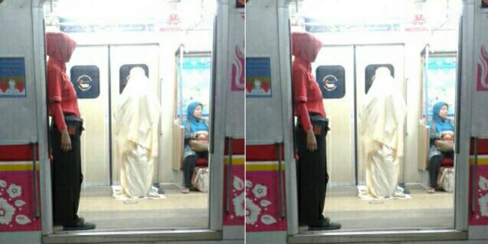 Heboh perempuan sholat subuh di KRL
