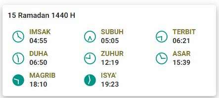Jadwal Imsak 15 Ramadan 1440 H Denpasar
