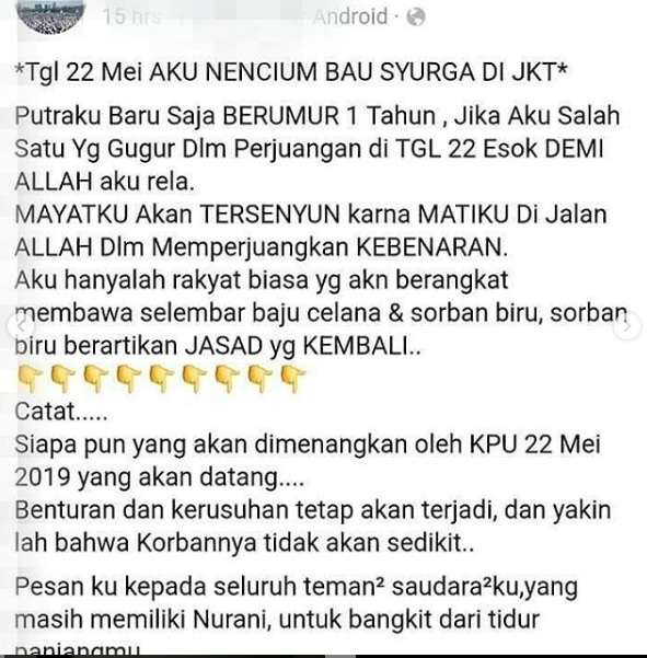 Status Facebook Pilot IR