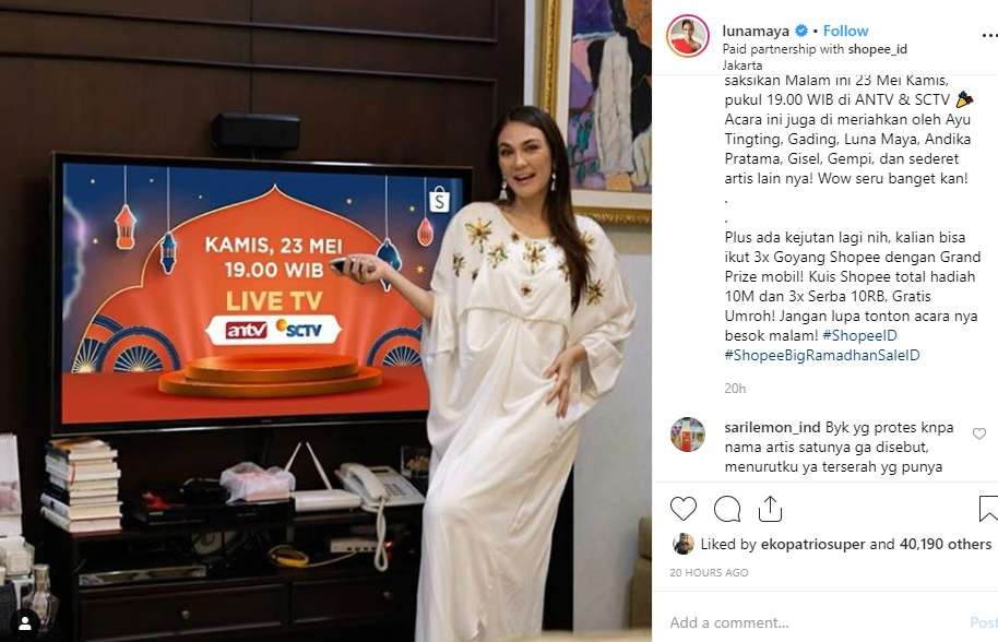 Luna Maya dan Shopee