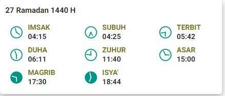 Jadwal Buka Puasa 27 Ramadan 1440 H Yogyakarta