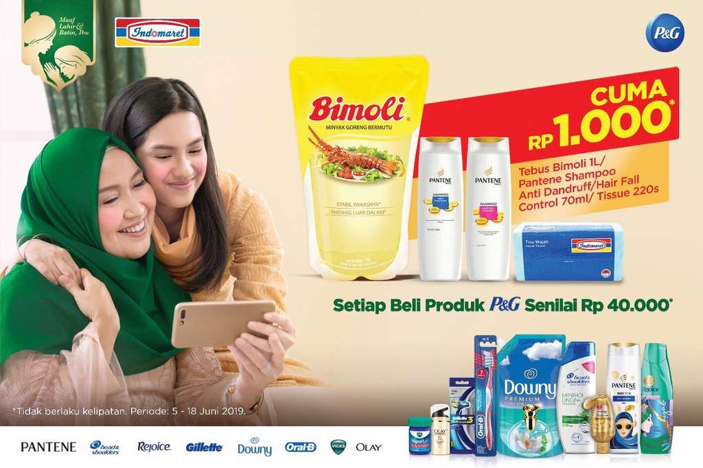 Dapatkan setiap pembelian produk P&G senilai Rp. 40.000 di Indomaret