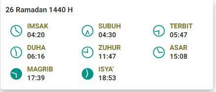 Jadwal Buka Puasa 26 Ramadan 1440 H Cirebon