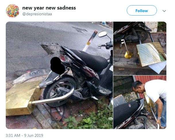 Motor dipasang gembok besar.