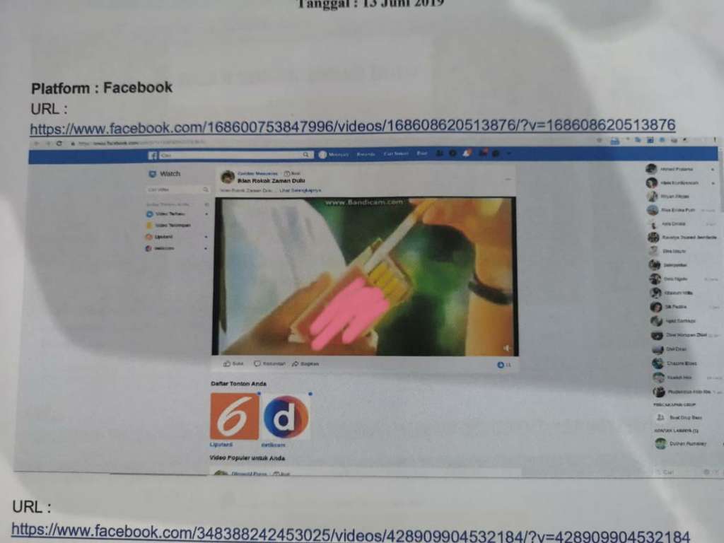 Contoh iklan rokok di media sosial (Kominfo)