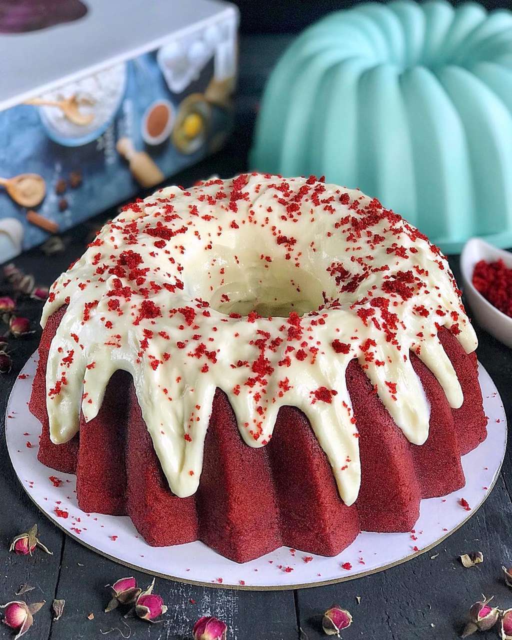 Red Velvet Butter Cake with Cream Cheese Glaze