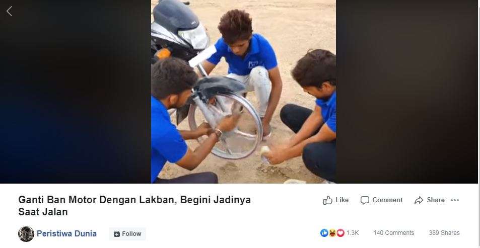 Ban motor diganti dengan lakban.