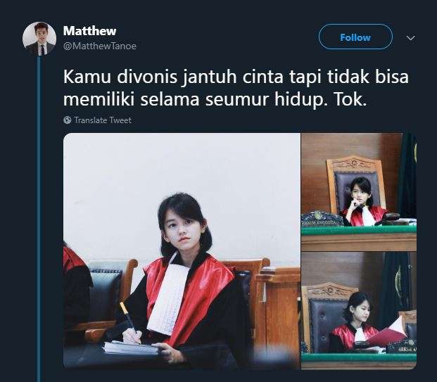 Unggahan hakim cantik di Twitter