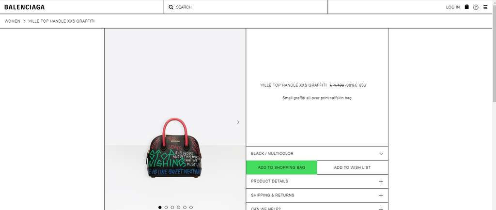 Balenciaga Ville Top Handle XXS Graffiti