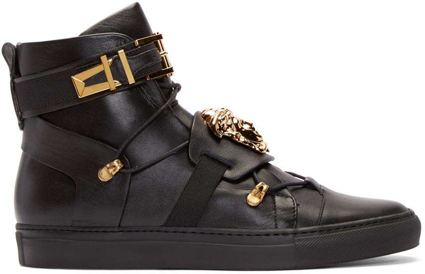 Versace Black Straps High-top Sneakers