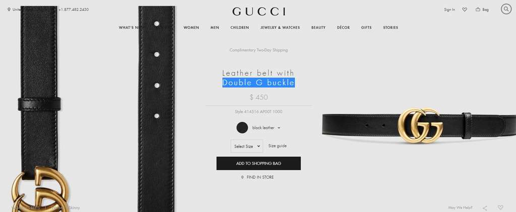 Gucci Leather Belt with Double G Buckle