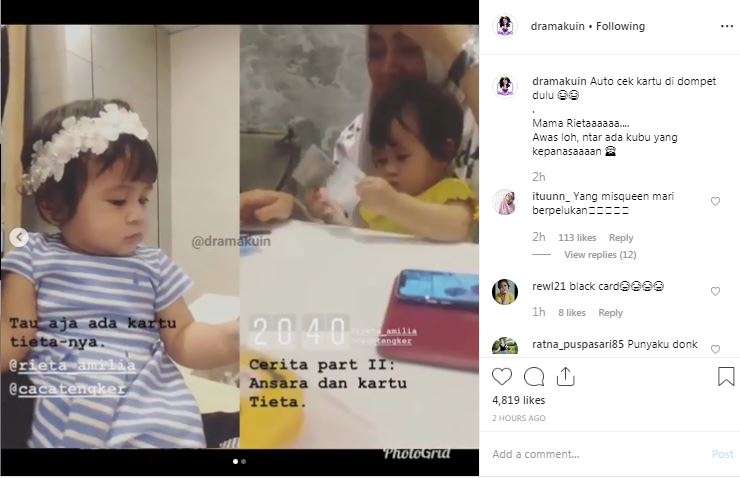 Kartu kredit Rieta Amalia menjadi sorotan warganet