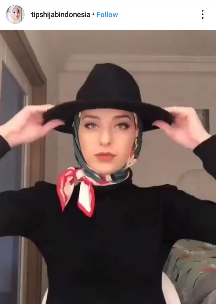 hijab topi fedora