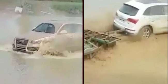 Mobil Audi Q5 untuk membajak sawah.