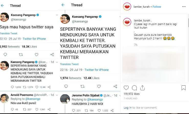 Unggahan Kaesang dikomentari sejumlah pengikut dan kawan (Foto: Instagram) Unggahan Kaesang dikomentari sejumlah pengikut dan kawan (Foto: Instagram)