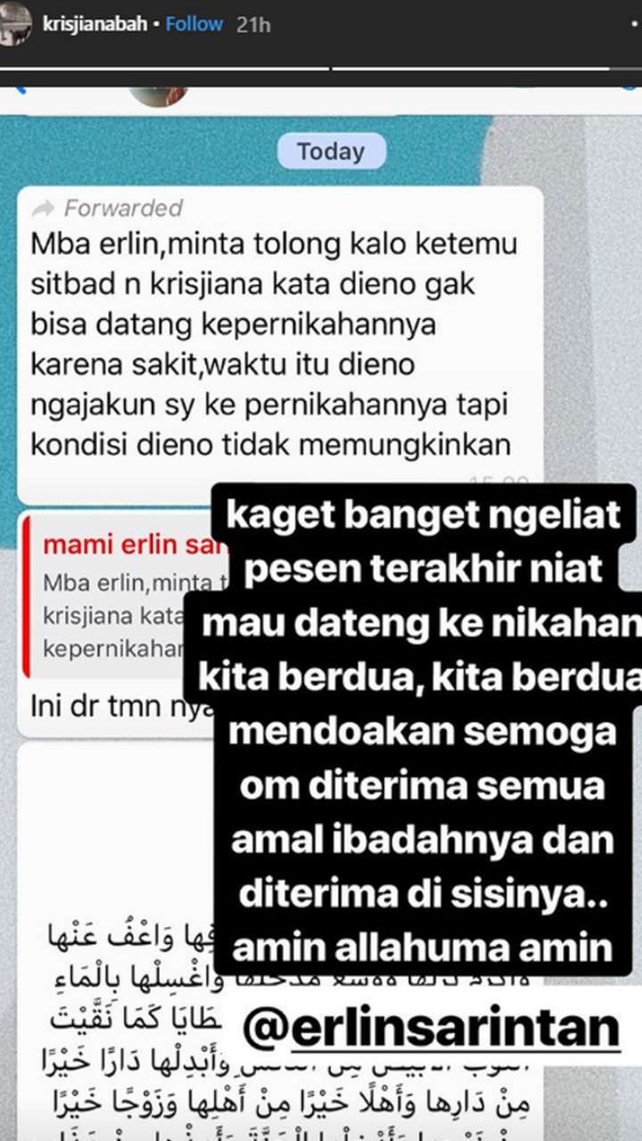 Insta Story Krisjiana Baharudin