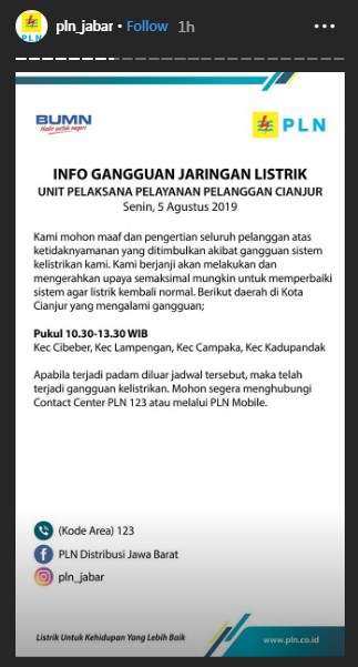 Pemadaman Listrik Bergilir Jabar