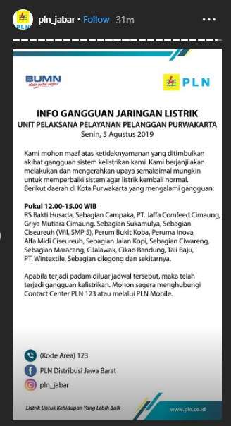 Pemadaman Listrik Bergilir Jabar