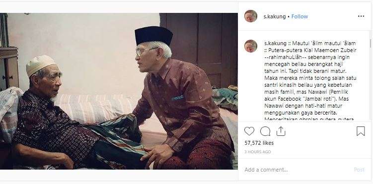 KH Maimun Zubair dan KH Mustofa Bisri (Foto: Instagram)